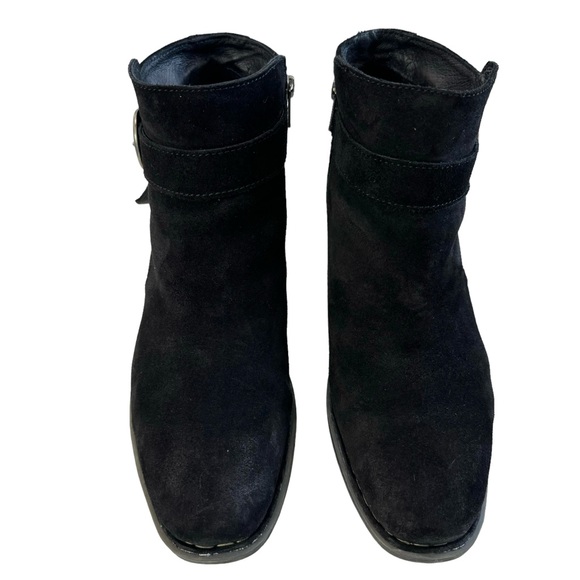 Born Morocco Black Distressed Suede Block Heel Ankle Booties Size 10 - Picture 5 of 16